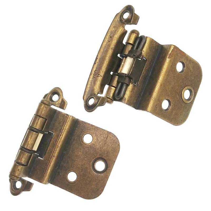 Pair Vintage Ajax Bow-Tie Spring Antique Brass 3/8 Inset Hinges 592-AB