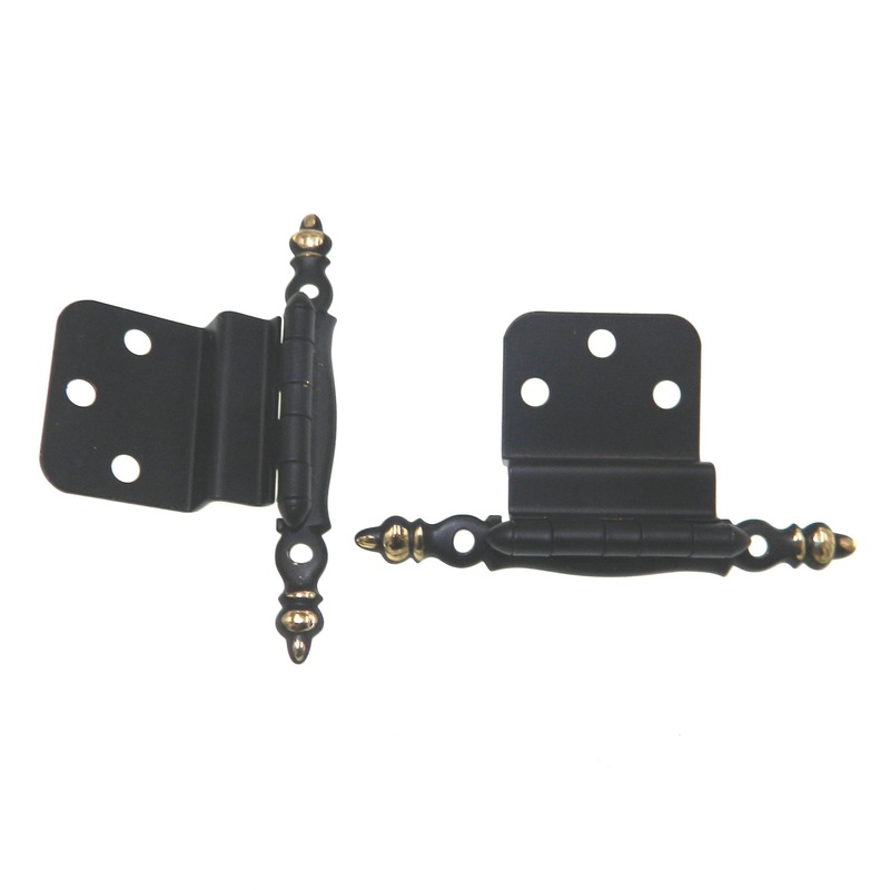 Pair Vintage Amerock Ebony Black 3/8 Inset Hinges Non Self-Closing BP7770-D