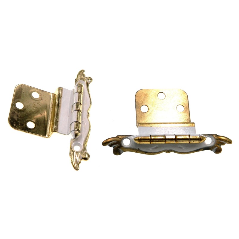 Pair Vintage Provincial Amerock Ivory Gold 3/8 Inset Hinges Non Self-Closing BP7738-BW