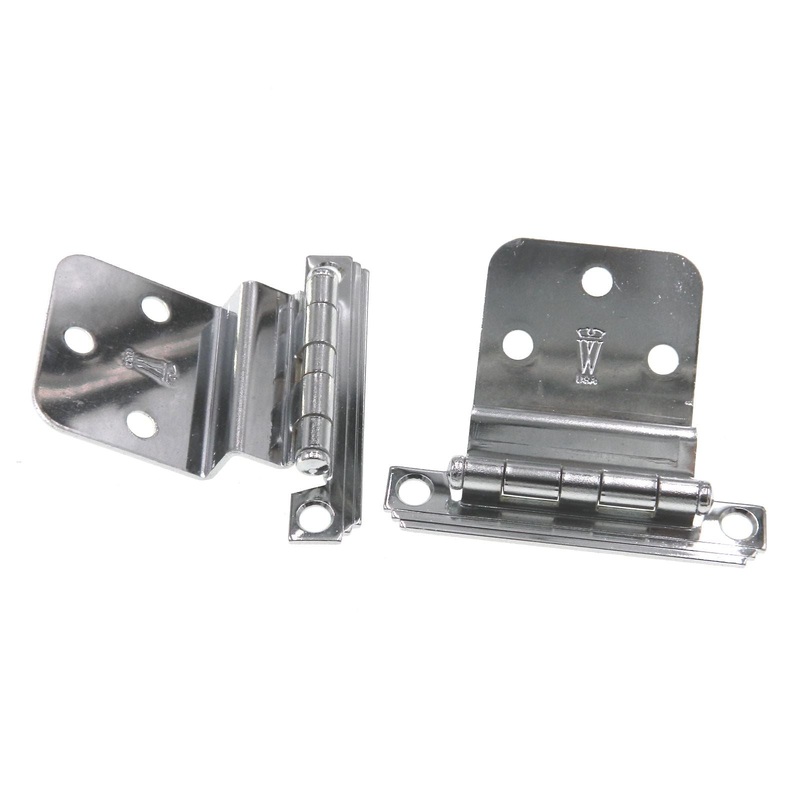 Pair Washington Mid-Century Polished Chrome 3/8 Inset Cabinet Hinges 1010-26