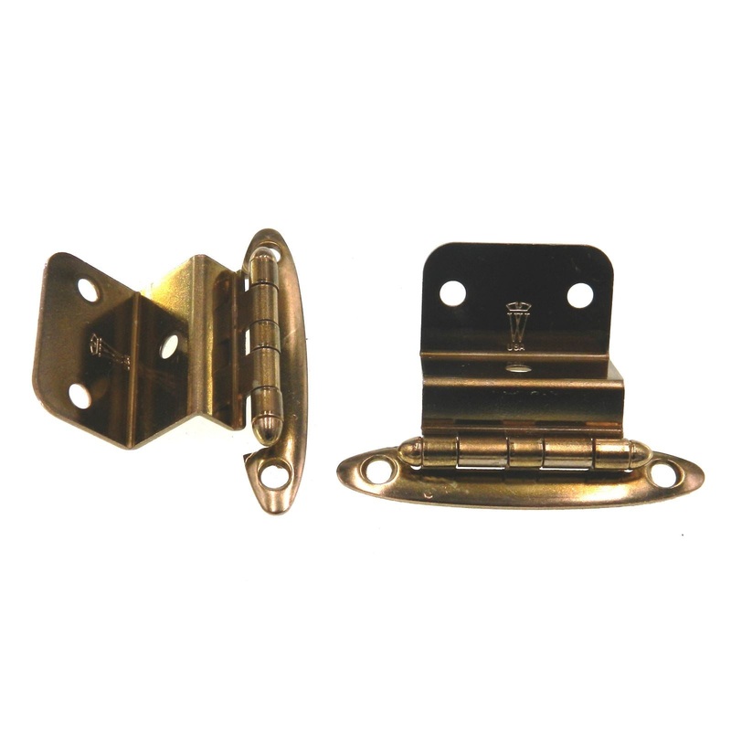 Pair Washington Vintage Polished Brass 1/2 Inset Cabinet Hinges A1016-3