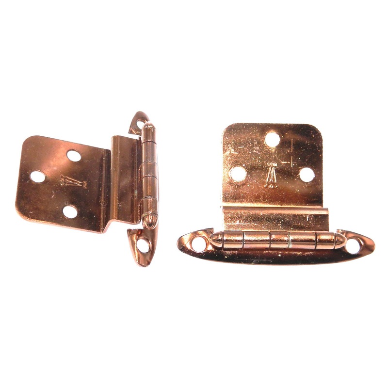 Pair Washington Vintage Polished Copper 3/8 Inset Cabinet Hinges 1015-CU