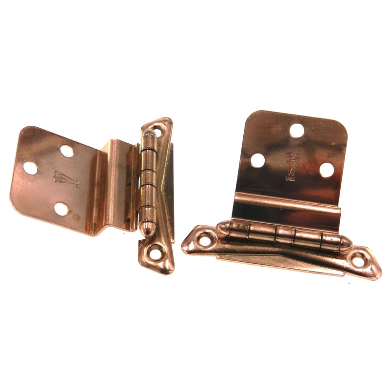 Pair Washington Vintage Polished Copper 3/8 Inset Cabinet Hinges 1020-CU