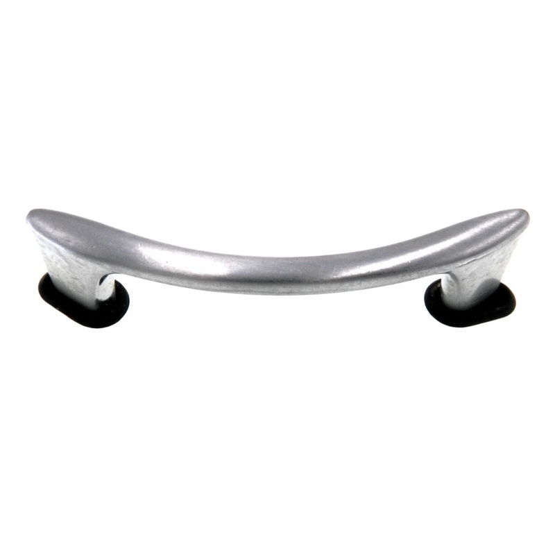 Vintage Amerock 2 3/4 Ctr. Curved Cabinet Pull Satin Chrome, Black Trim A427-C