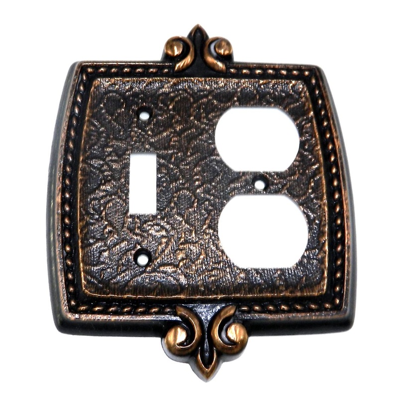 Amerock Bonaventure Toggle Switch with Duplex Outlet Plate Regency Bronze 8885-RB
