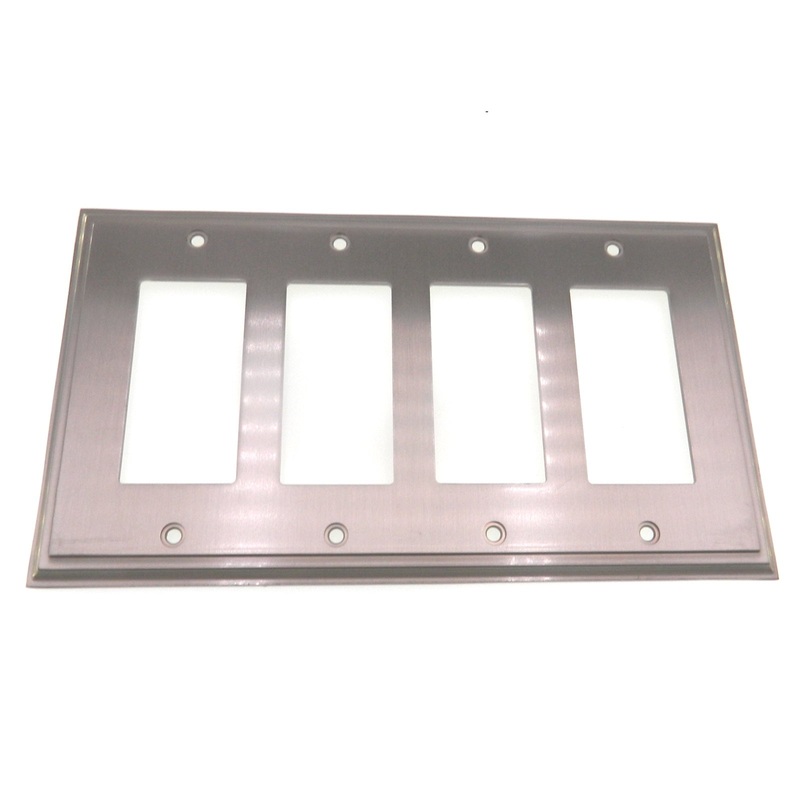 Amerock Mullholland Satin Nickel Decorative 4 Rocker / GFI GFCI Wall Plate BP36521G10