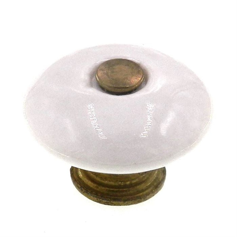 Amerock Traditional Classics 1 1/4 White Ceramic Brass Cabinet Knob BP70638-30A