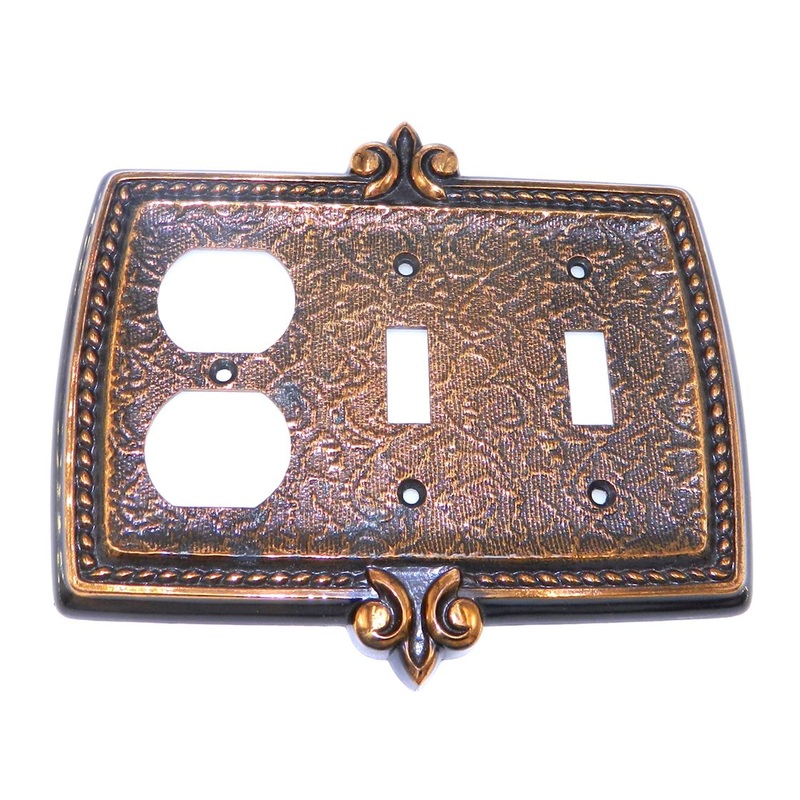 Vintage Amerock Bonaventure 2 Switch Duplex Plate Regency Bronze 8887-RB