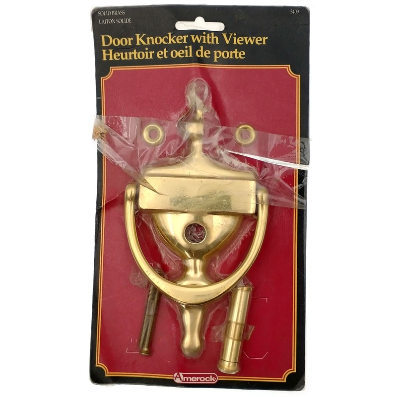Vintage Amerock Solid Brass 6 3/4 Door Knocker with Viewer Peephole BP5409