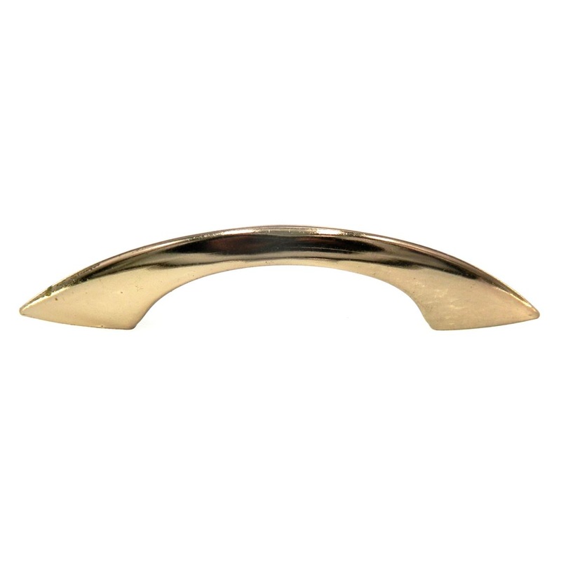 Vintage Stanley 1950’s Bright Brass 2 3/4 Ctr Mid-Century Cabinet Pull 4463.5-C