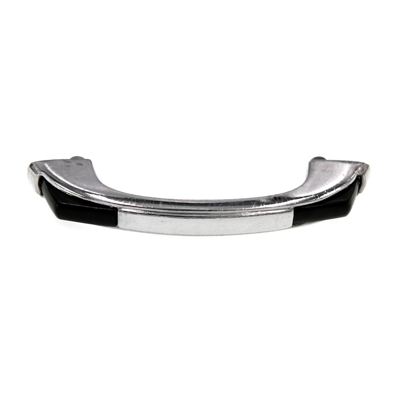 Vintage Stanley Blue Ribbon Bright Chrome, Black 2 3/4 Ctr Cabinet Pull 4421-BK