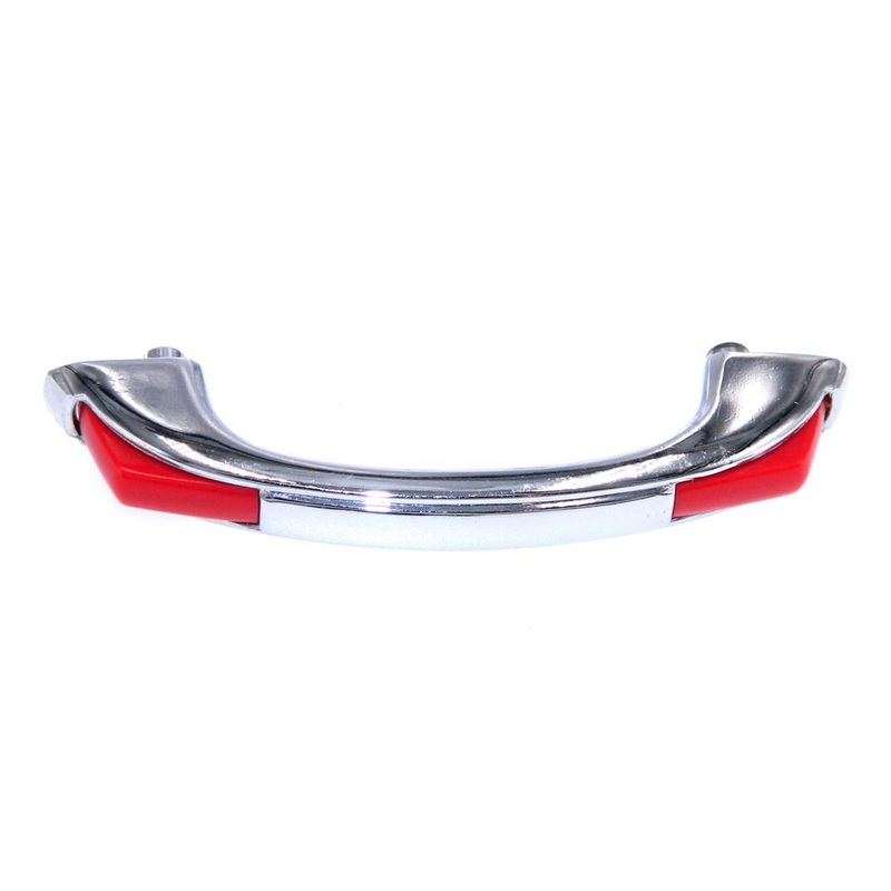 Vintage Stanley Blue Ribbon Bright Chrome, Red 2 3/4 Ctr. Cabinet Pull 4421-RD