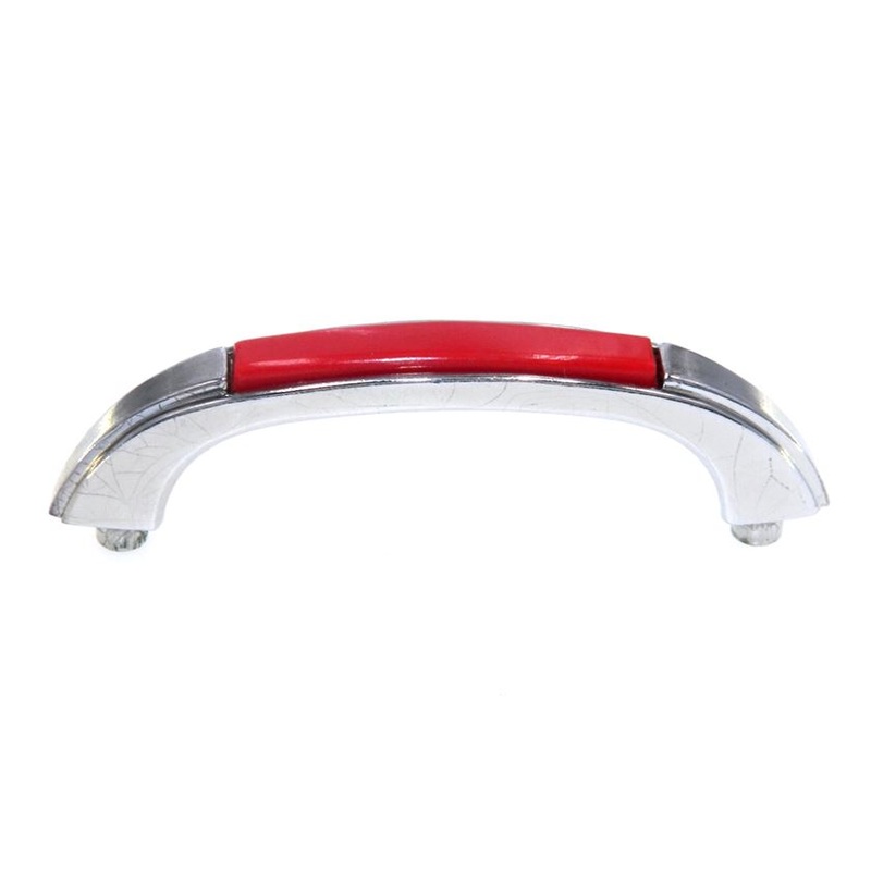 Vintage Stanley Blue Ribbon Bright Chrome, Red 2 3/4 Ctr. Cabinet Pull 4423-RD