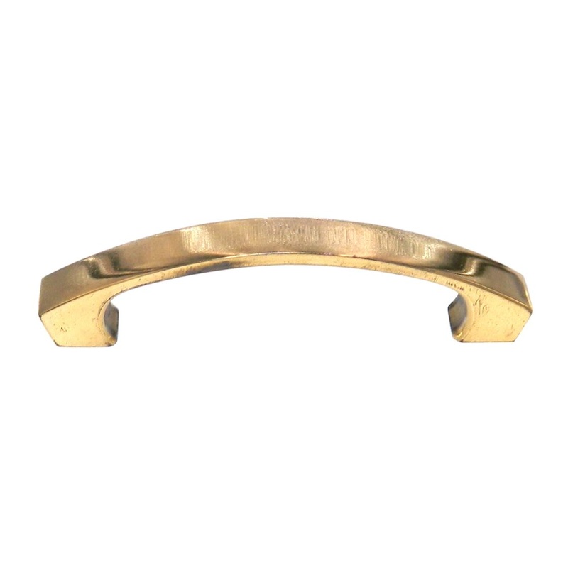 Vintage Stanley Mid-Century Bright Solid Brass Cabinet Pull 3 Ctr 4456-C