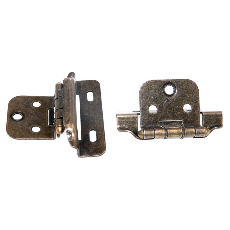 Ajax Antique Brass Partial Wrap Hinges 1/4 Overlay Self-Closing 5986-AB