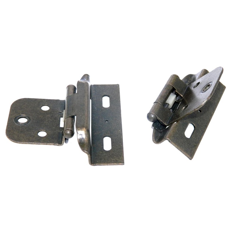 Ajax Antique Brass Partial Wrap Hinges 1/4 Overlay Self-Closing 5987-AB