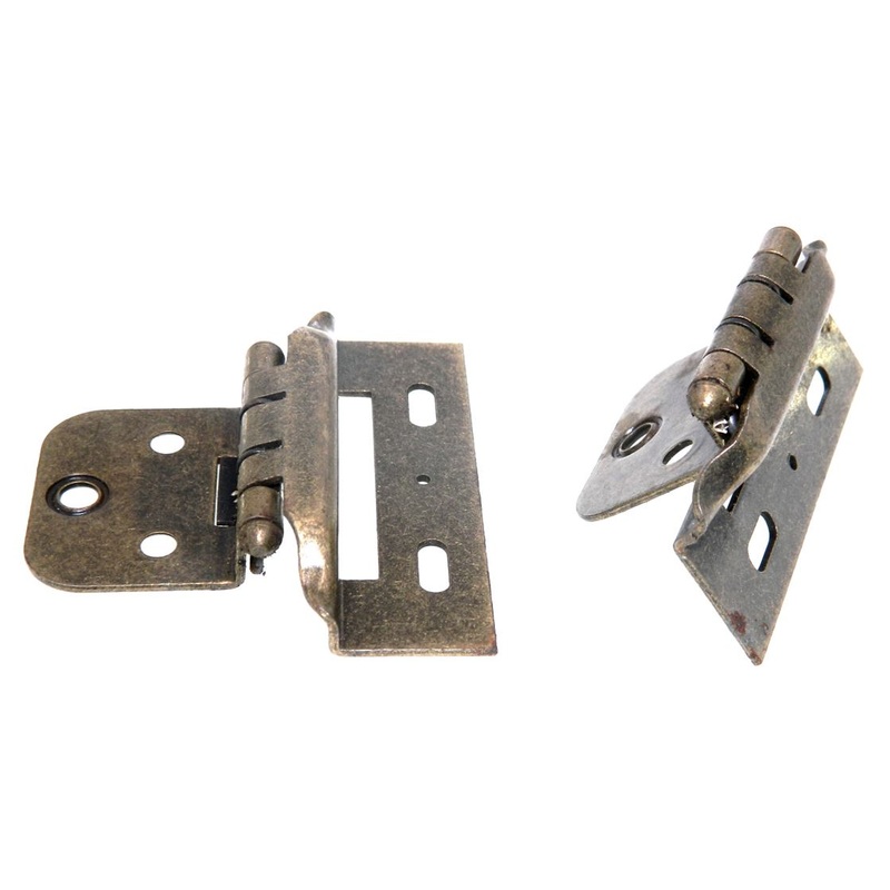 Ajax Antique Brass Partial Wrap Hinges 1/8 Overlay Self-Closing 5924-AB