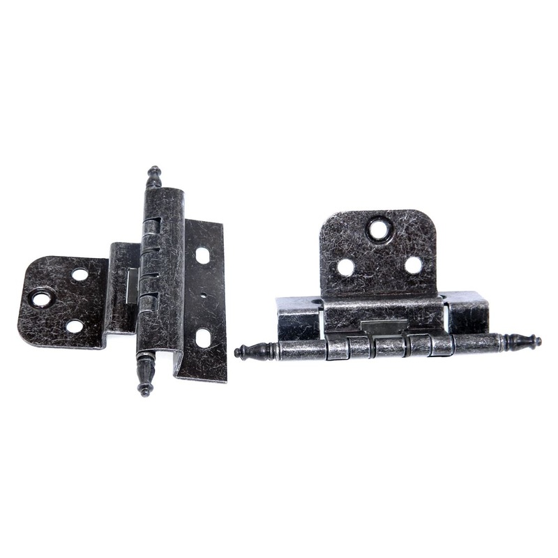 Ajax Wrought Iron Partial Wrap Hinges 3/8 Inset Self-Closing Finial Tip 5996-WI
