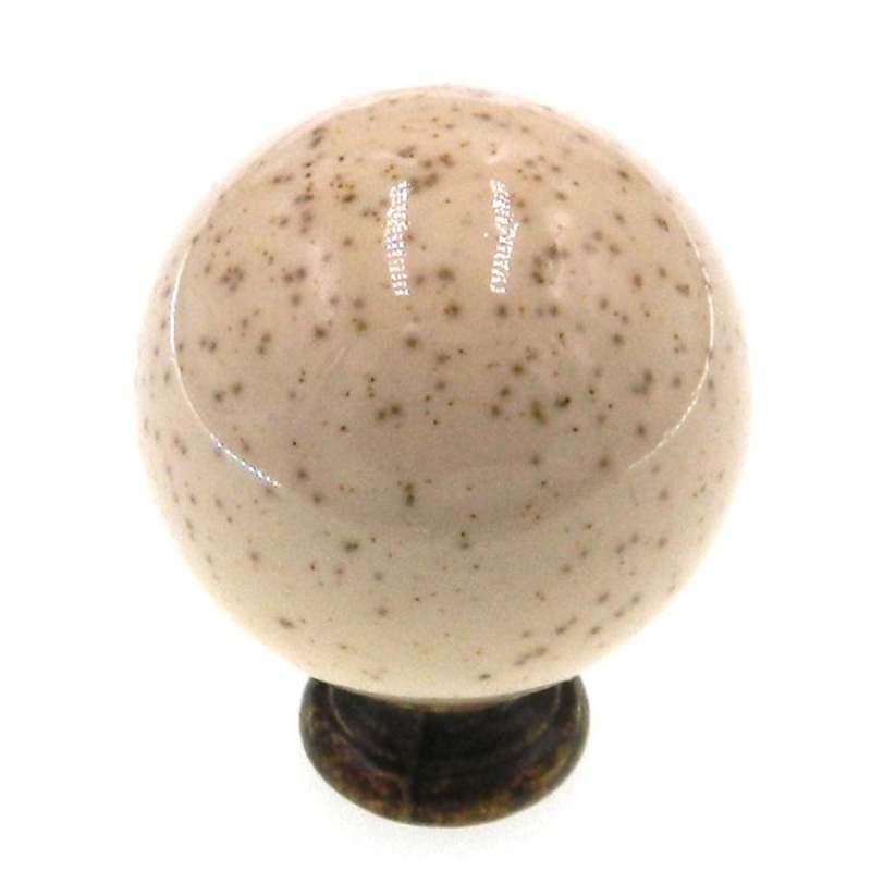 Amerock Allison Oatmeal 1 1/2 Ceramic Ball Cabinet Knob with Brass Stem 69112