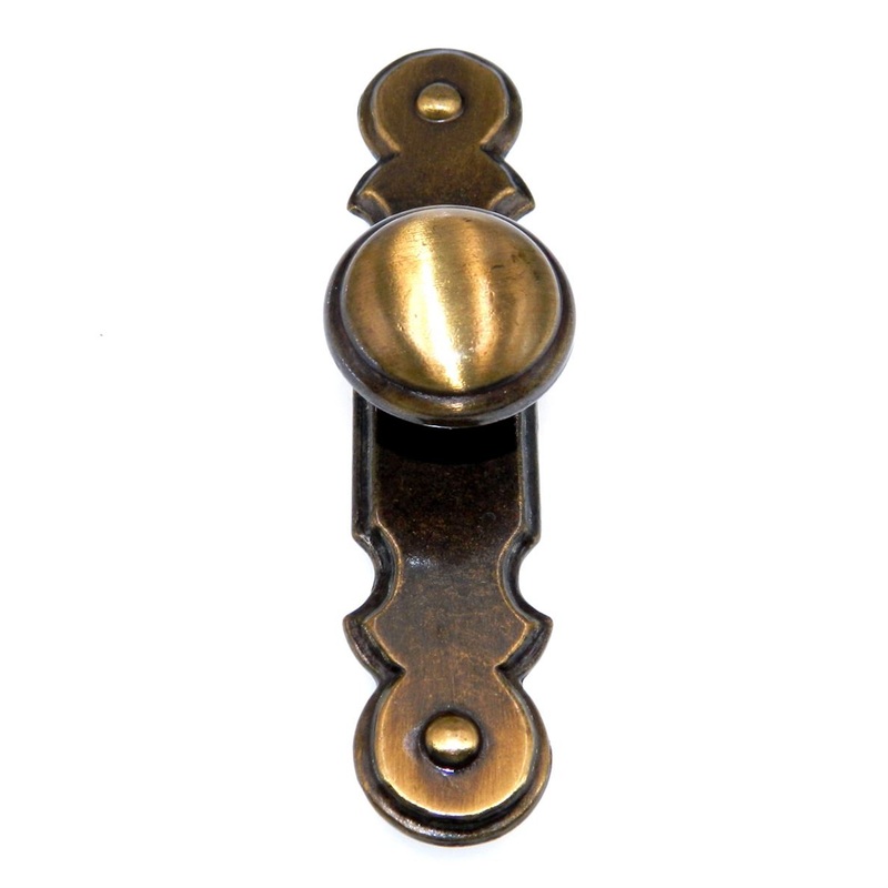 National Lock Company Brass 1 1/8 Furniture Knob with 4 3/8 Backplate 6211-4A