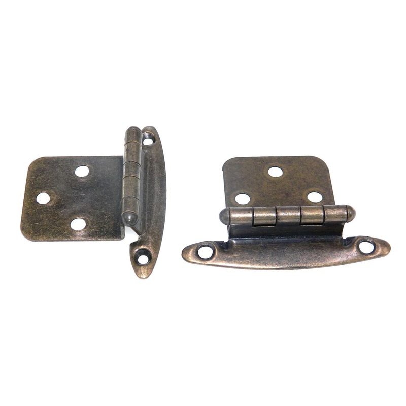 Pair Ajax Antique Brass Variable Overlay Hinges Flush Non Self-Closing 563-AB