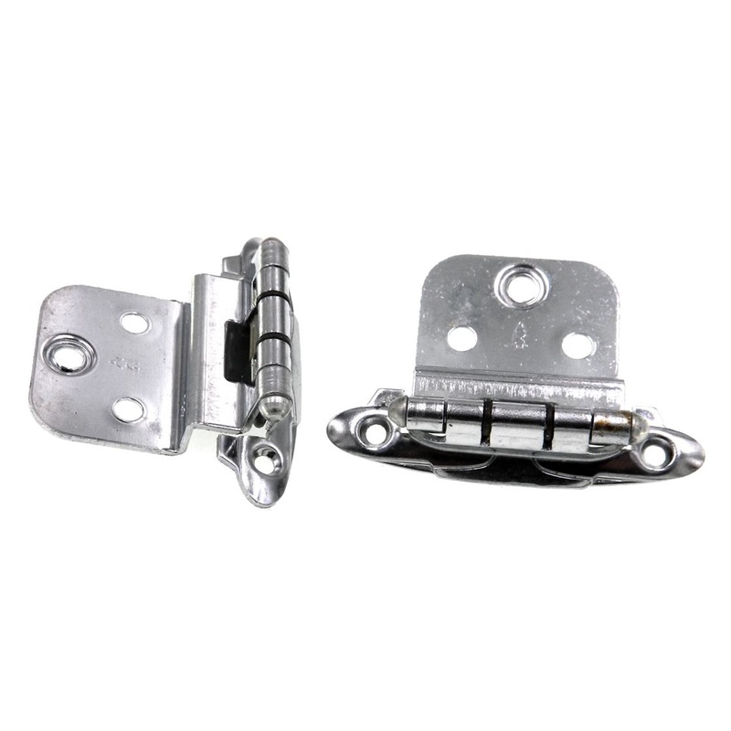 Pair Ajax Chrome 3/8 Inset Bullet Tip Hinges Face Mount Self-Closing 595-26
