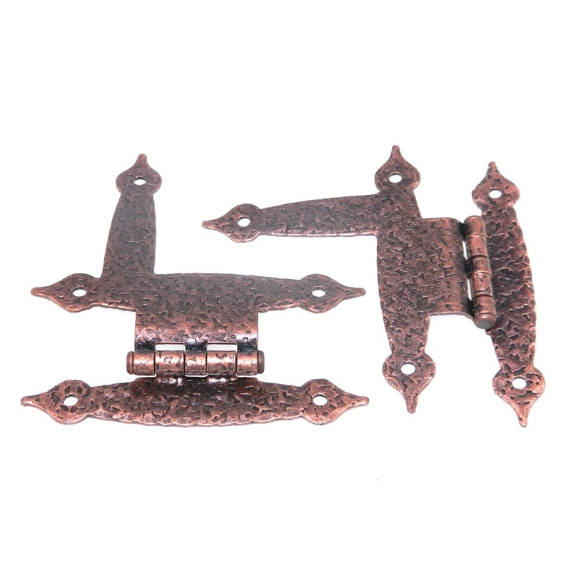 Pair Ajax Hammered, Spade Tip Antique Copper 3/8 Offset HL Hinges 921-AC