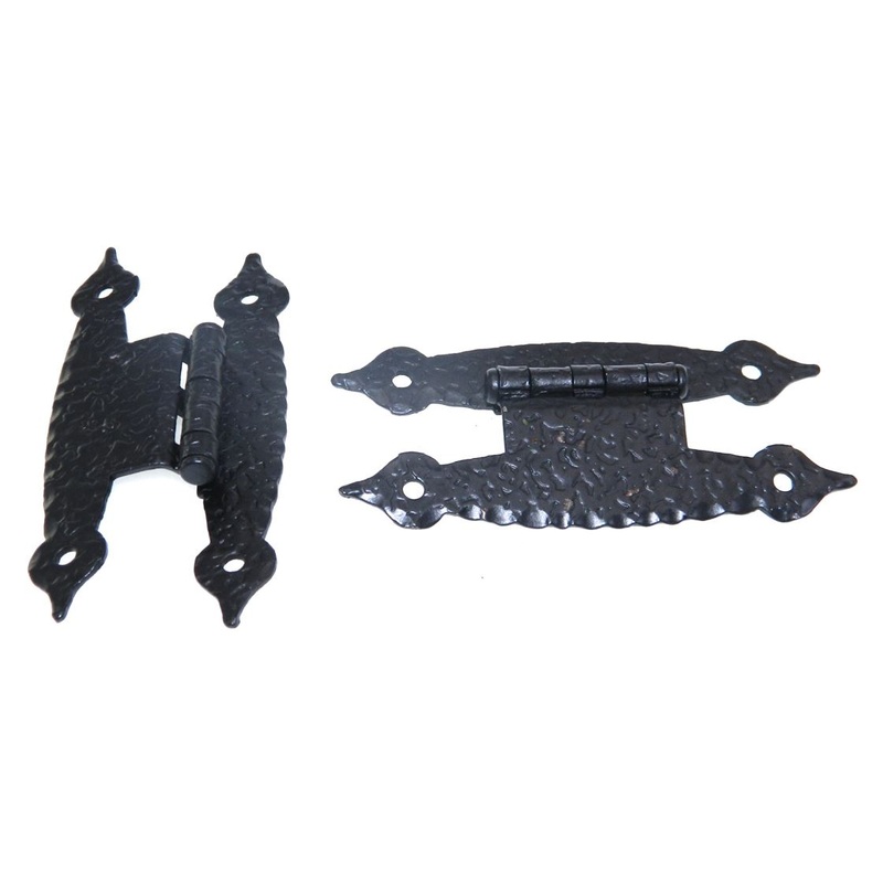 Pair Ajax Hammered Spade Tip Colonial Black 3/8 Offset H Hinges 920-CB