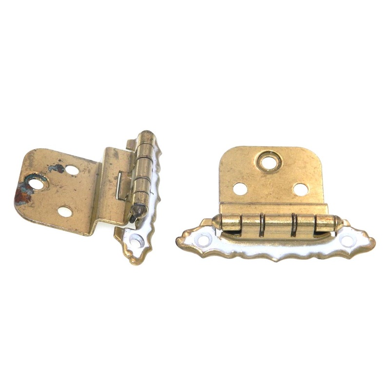 Pair Ajax Queen Anne White and Gold 3/8 Inset Provincial Hinges 972-WB