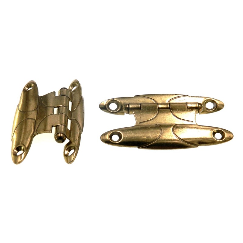 Pair of Ajax Polished Brass Surface Cabinet Hinges For 3/8 Offset Doors 561-3