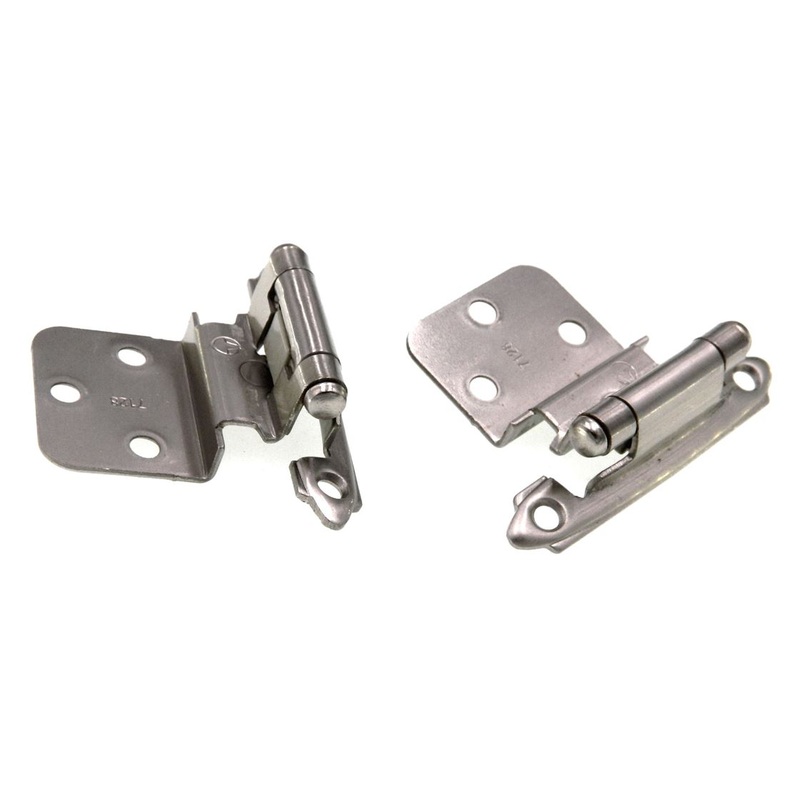 Pair of Amerock Satin Nickel Self-Closing 3/8 Inset Cabinet Hinges BP7128-G10