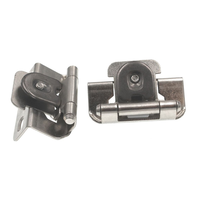 Pair of Single Demountable 1/2 Overlay Cabinet Hinges Satin Nickel BPR8719G10