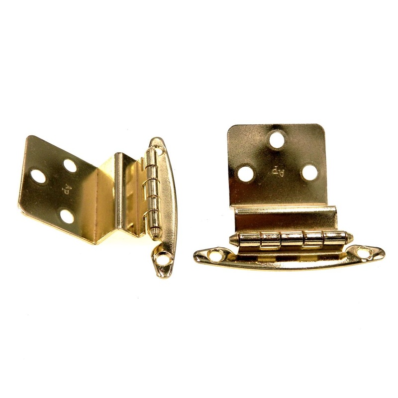 Pair Polished Brass 1/2 Inset Hinges Face Mount Non Self-Closing AP 17T-PB