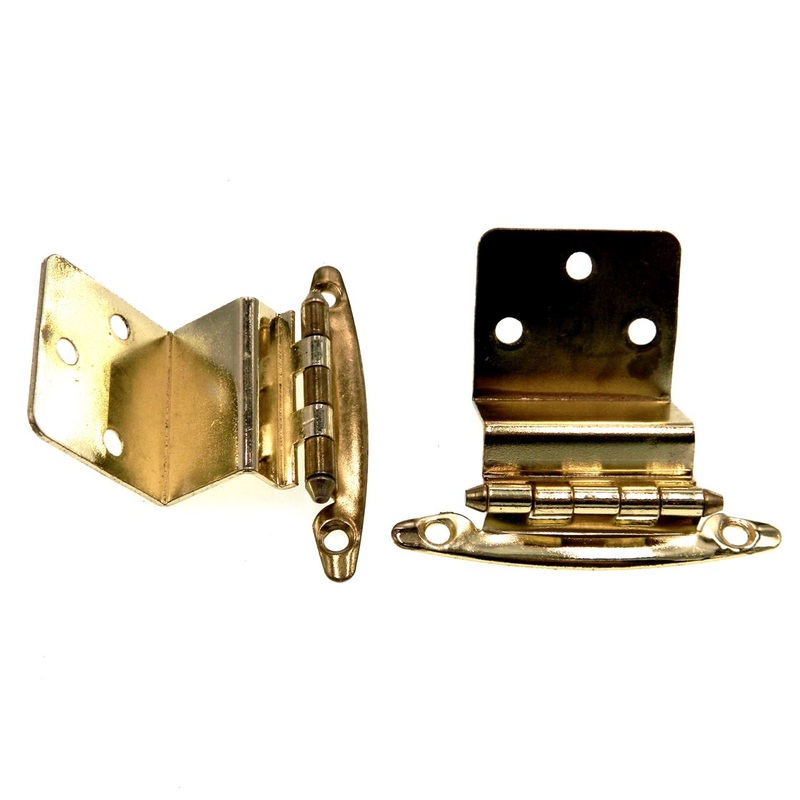 Pair Polished Brass 3/4 Full Inset Hinges Face Mount Non Self-Closing AP 19T-PB