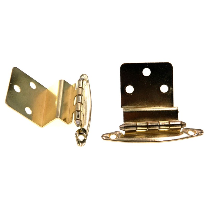 Pair Polished Brass 5/8 Inset Hinges Face Mount Non Self-Closing AP 18T-PB