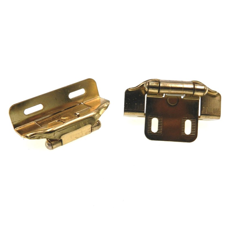 Pair Polished Brass Partial Wrap Hinges 1/2 Overlay Self-Closing AP 1295-PB