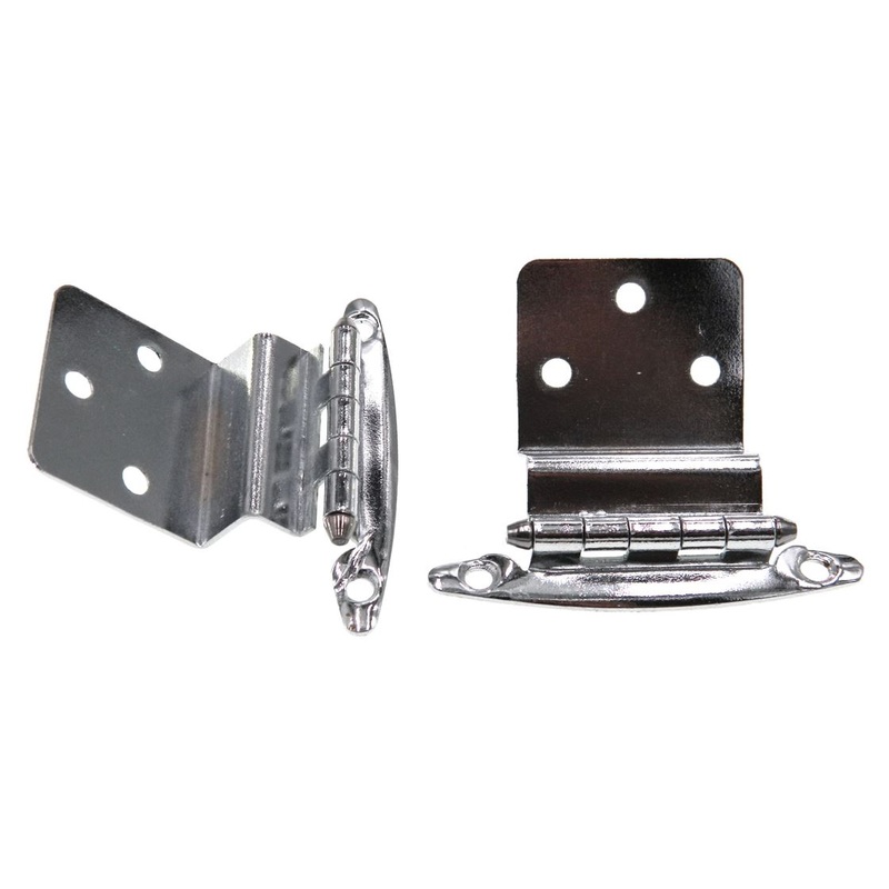 Pair Polished Chrome 1/2 Inset Hinges Face Mount Non Self-Closing AP 17T-PCH