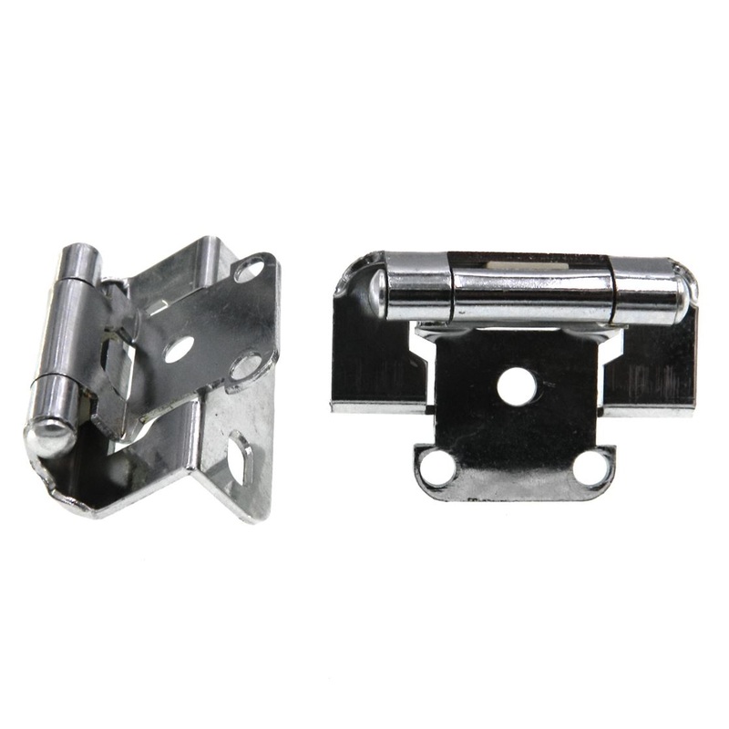 Pair Polished Chrome Partial Wrap Hinges 1/2 Overlay Self-Closing AP 1293-PCH