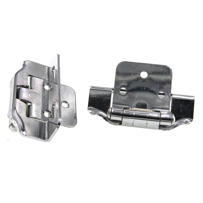 Pair Polished Chrome Partial Wrap Hinges 1/2 Overlay Self-Closing AP 1294-PCH