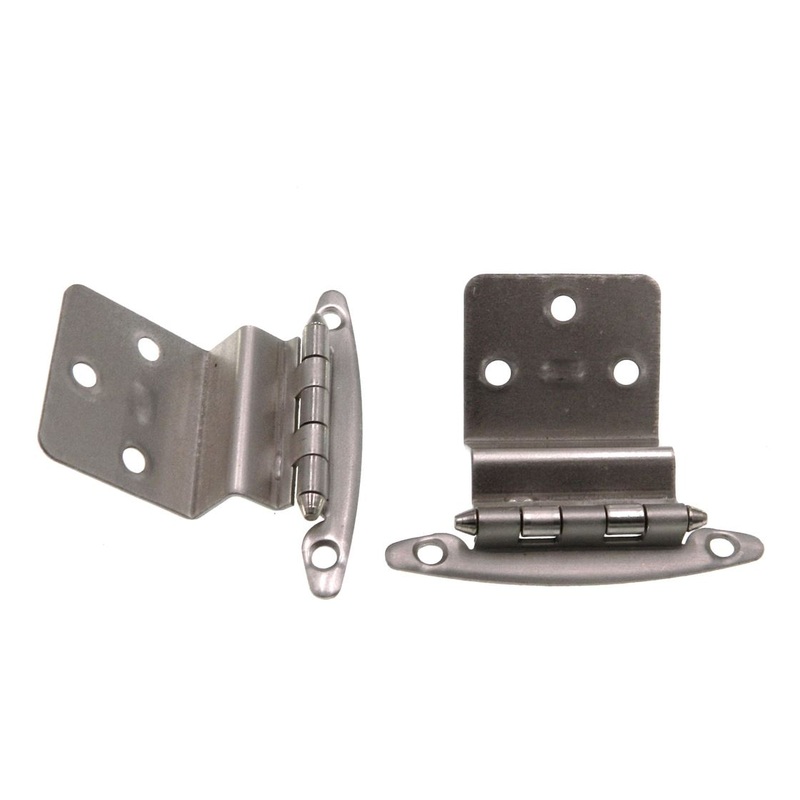 Pair Satin Nickel 1/2 Inset Hinges Face Mount Non Self-Closing AP 17T-SN
