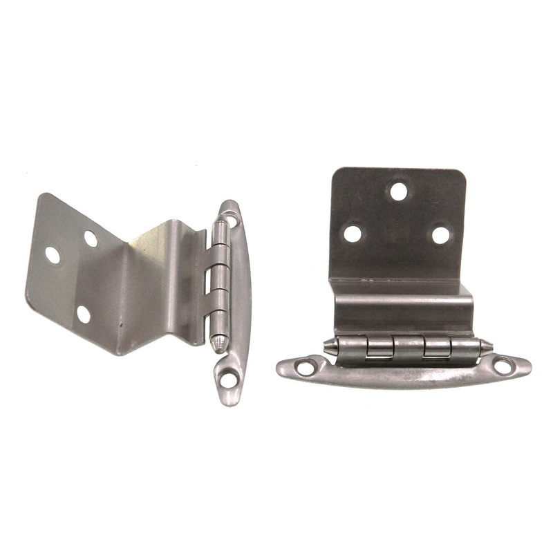 Pair Satin Nickel 3/4 Full Inset Hinges Face Mount Non Self-Closing AP 19T-SN