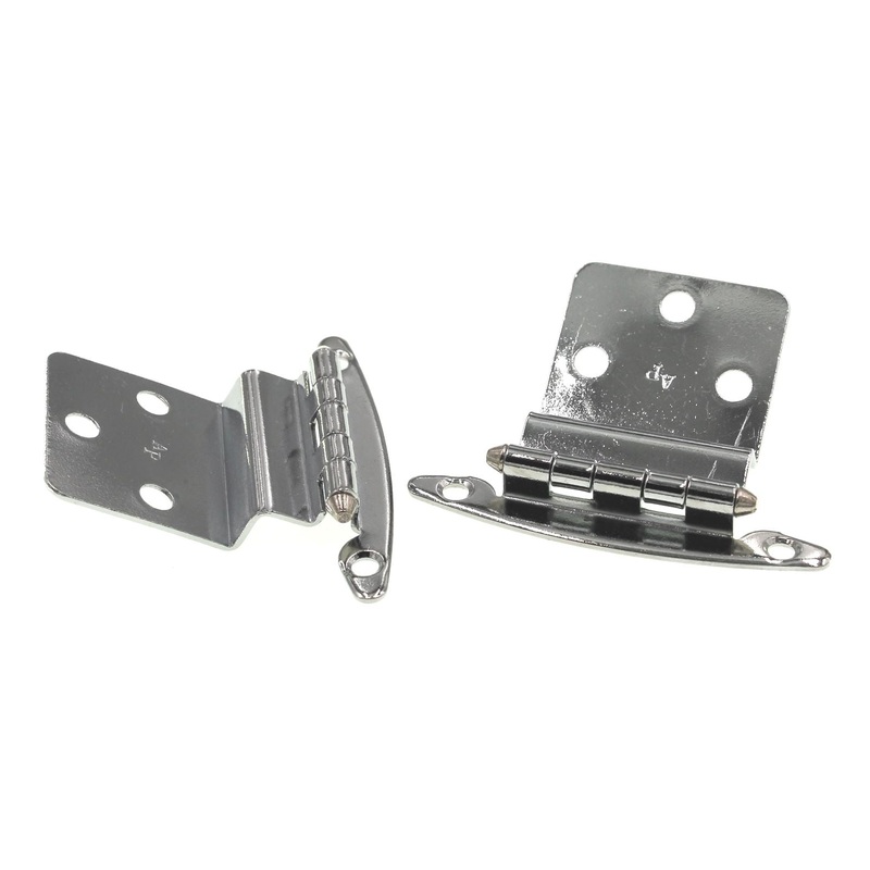 Pair Satin Nickel 3/8 Inset Hinges Face Mount Non Self-Closing AP 16T-SN