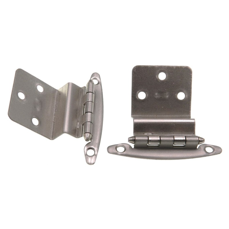 Pair Satin Nickel 5/8 Inset Hinges Face Mount Non Self-Closing AP 18T-SN
