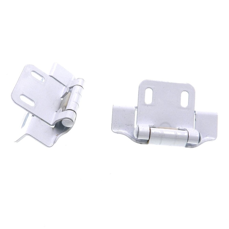 Pair White Partial Wrap Hinges 1/2 Overlay Self-Closing AP 1295-WHT