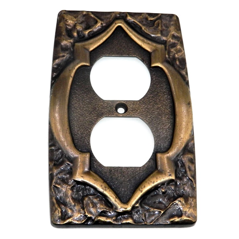 Vintage Amerock Monterey Duplex Outlet Wall Plate Antique English 6282-AE
