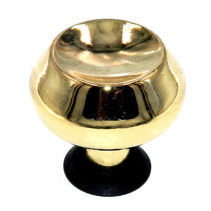 Vintage Amerock Polished Brass 1 1/8 Round Cabinet Knob Black Trim A527-H