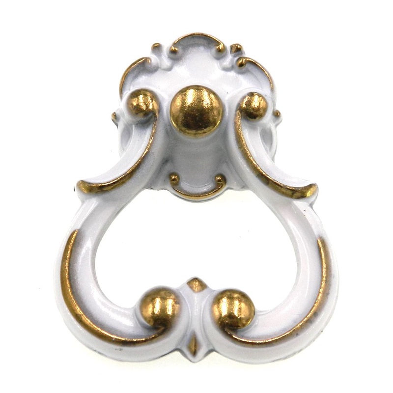 Vintage National Lock Company White Gold 2 1/2 Ring Pull Furniture Knob 6354-5C