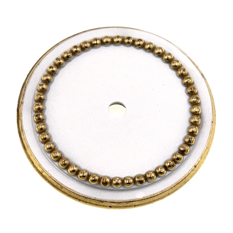 Vintage National Lock Company White, Gold 2 Cabinet Knob Backplate 6351-5C