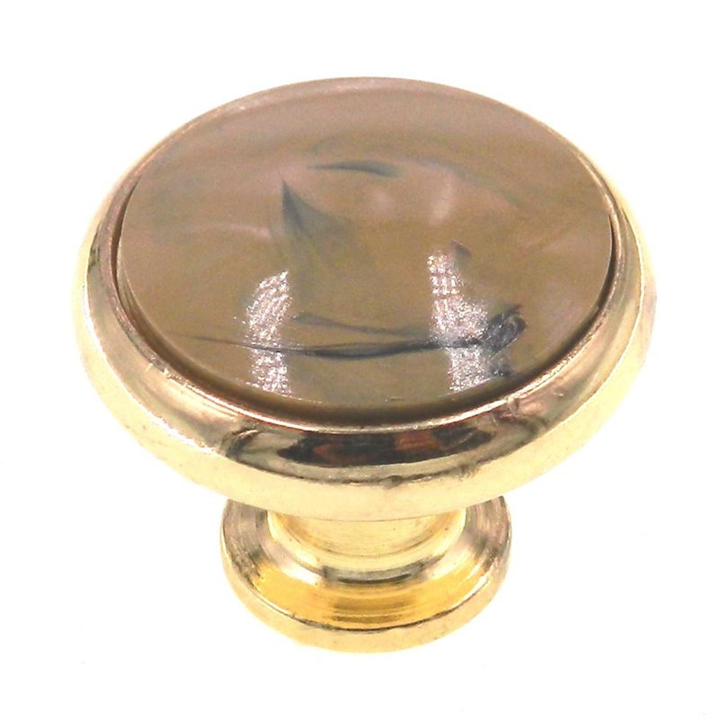 Amerock Allison Polished Brass Marble Plastic Center 1 1/4 Cabinet Knob 951MBL