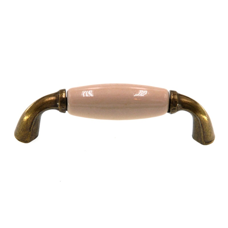 Belwith Antique Brass, Almond Ceramic Center 3 Ctr. Cabinet Handle P461-AD